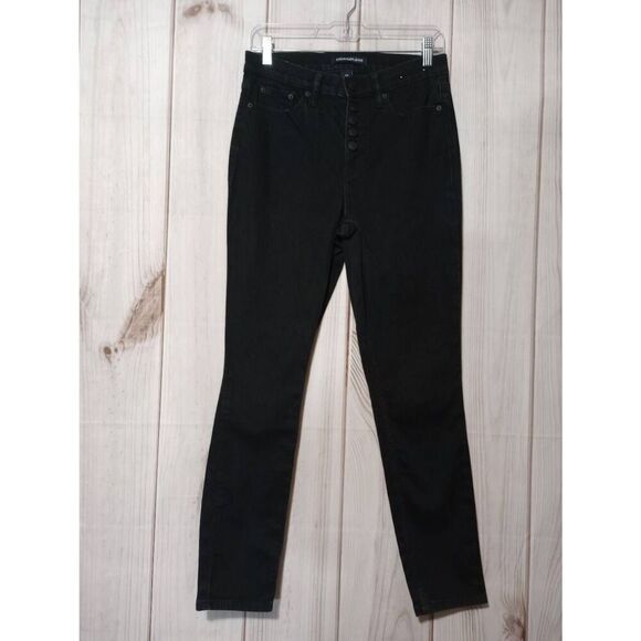 Calvin‎ Klein Jeans Ladies 8 Skinny High Rise Button Fly Black Biker - Picture 1 of 9